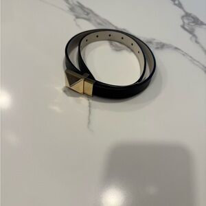 Black and Gold Belt with Geometric Buckle